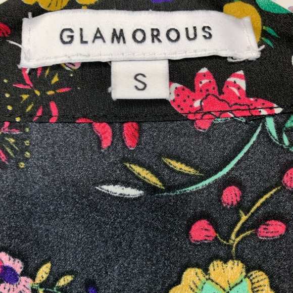 Glamorous Folk Art Black Floral Shirt Dress Small - Picture 6 of 7